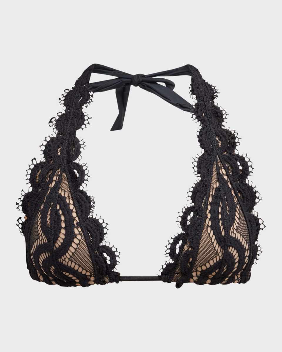 Midnight Lace Halter Bikini Top
