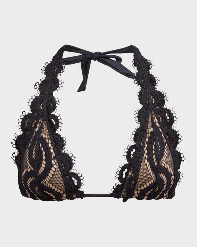 Midnight Lace Halter Bikini Top