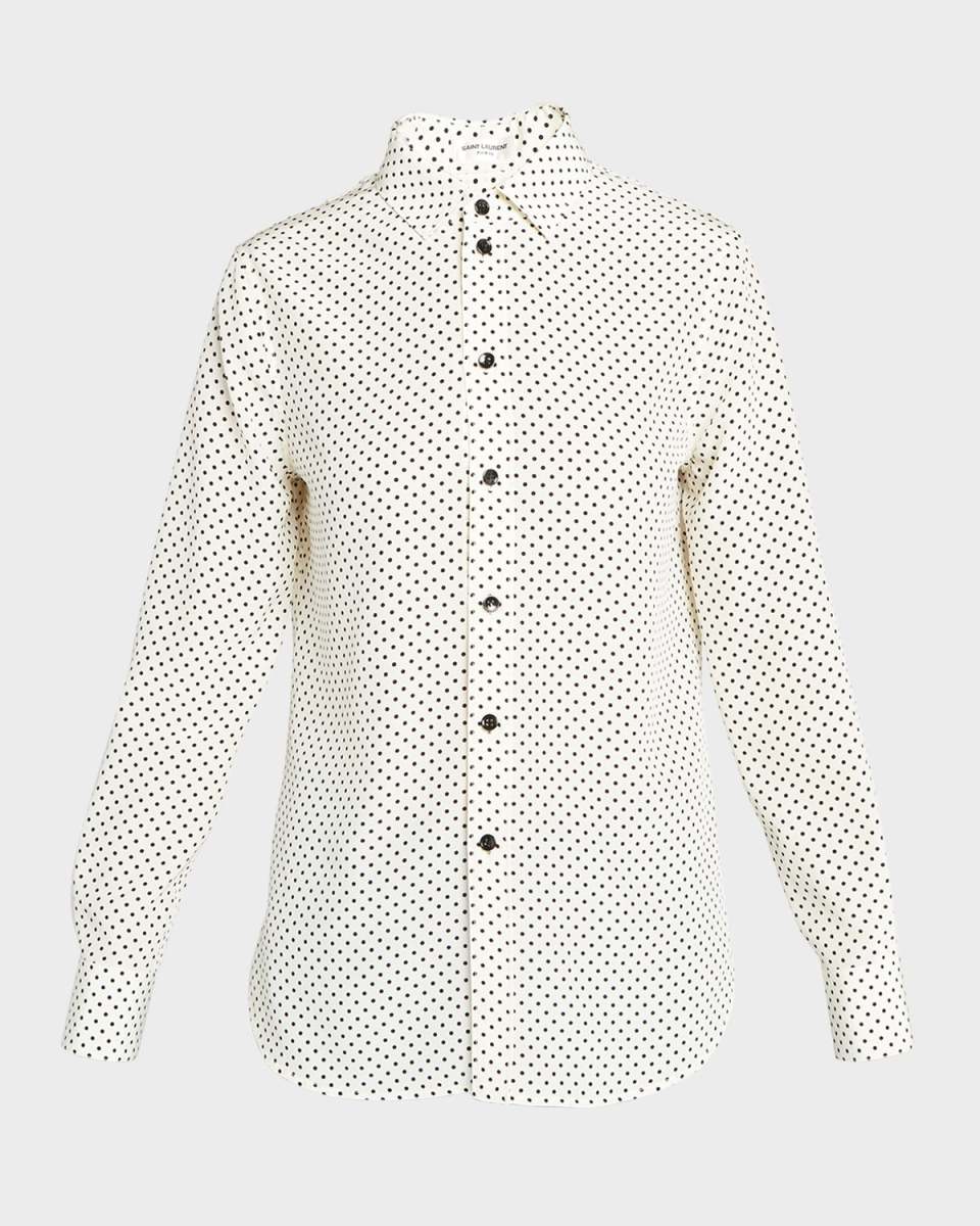 Polka-Dot Classic Button-Front Shirt