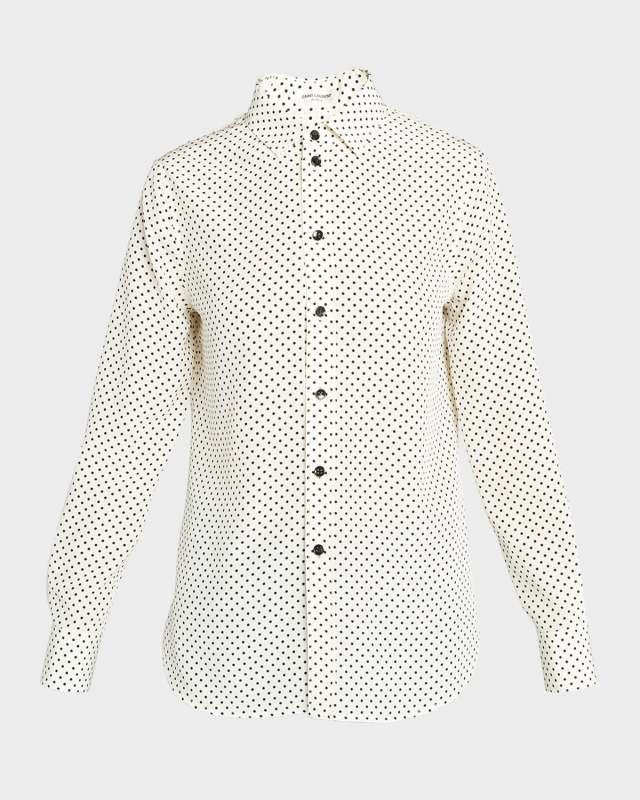 Polka-Dot Classic Button-Front Shirt