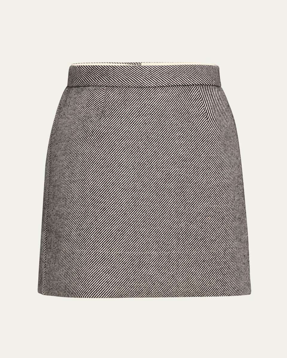 Stripe High Waisted Oversized Wool Mini Skirt