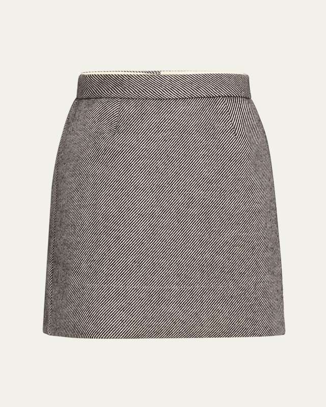 Stripe High Waisted Oversized Wool Mini Skirt