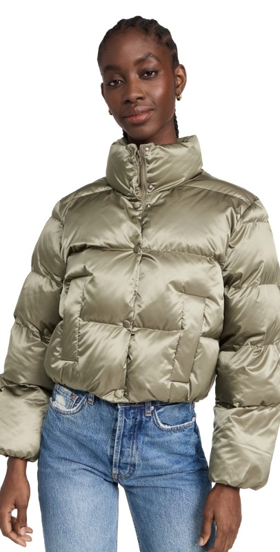 English Factory Puffer Cropped Jacket Olive