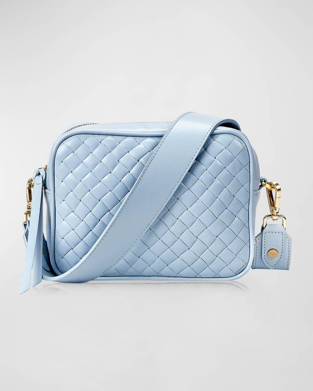 Madison Woven Leather Camera Crossbody Bag