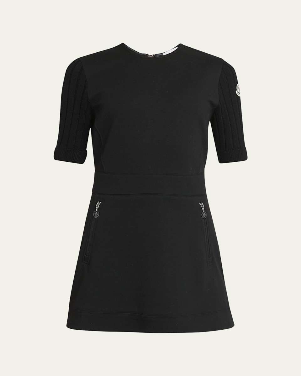 Ribbed Sleeve Jersey Mini Dress
