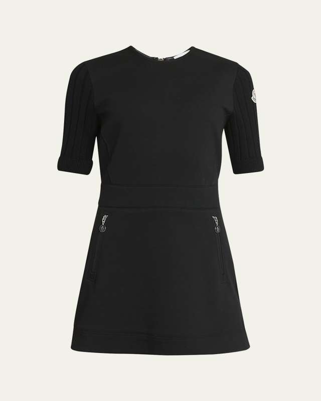 Ribbed Sleeve Jersey Mini Dress