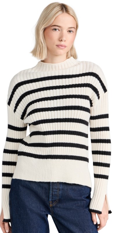Line & Dotundaytripeweater Ivory and Black