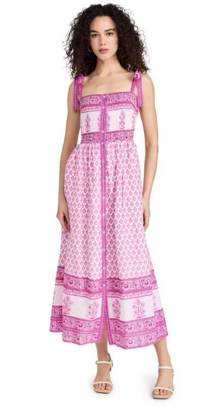 Charina Sarte Loulou Smocked Maxi Dress Pink