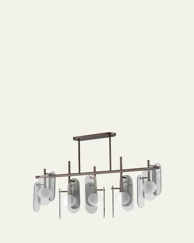 Megalith Glass 47" 5-Light Linear Chandelier, Mirror Smoke