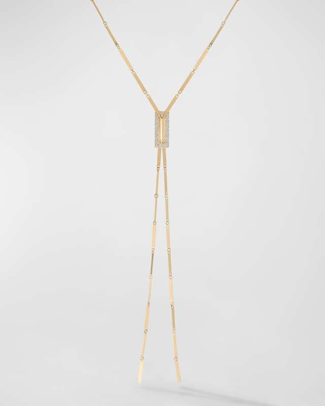 Flawless Open Tag Lariat on Laser Rectangle Chain