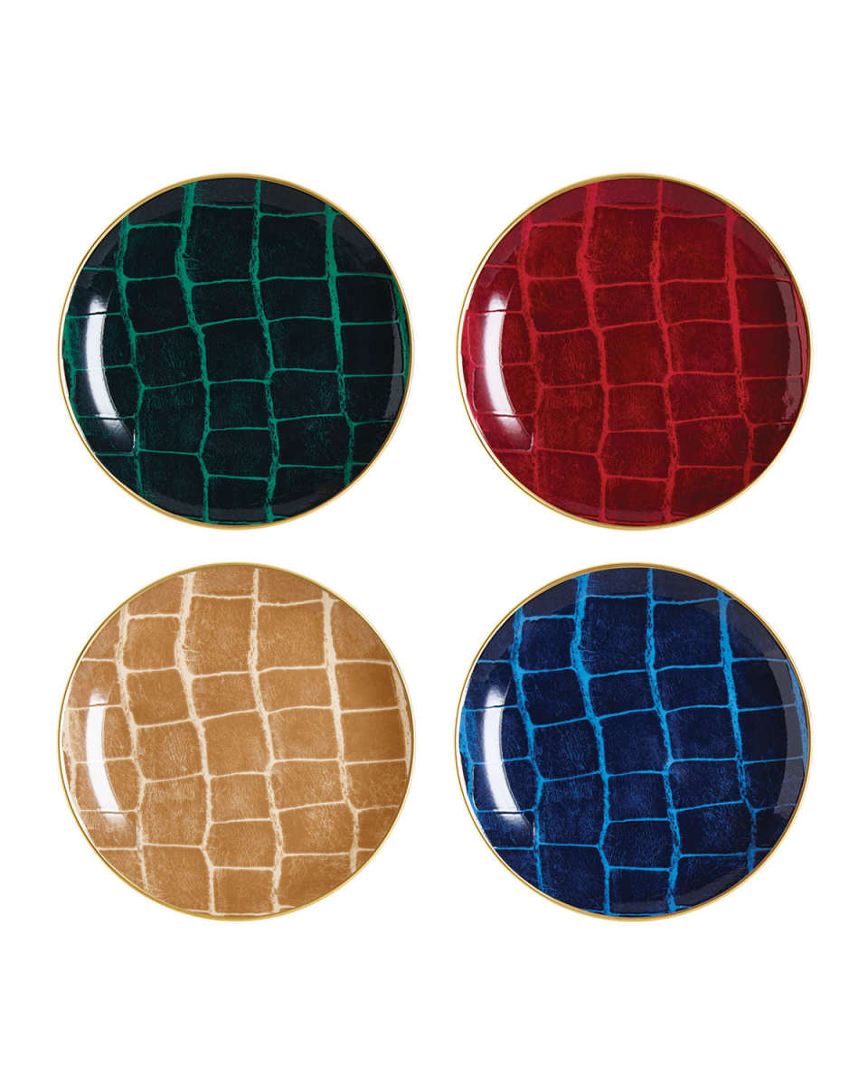 Alligator Multicolor Canape Plates, Set of 4