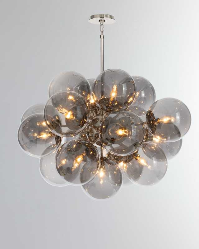 Shine 34" 17-Light Chandelier, Smoke Glass