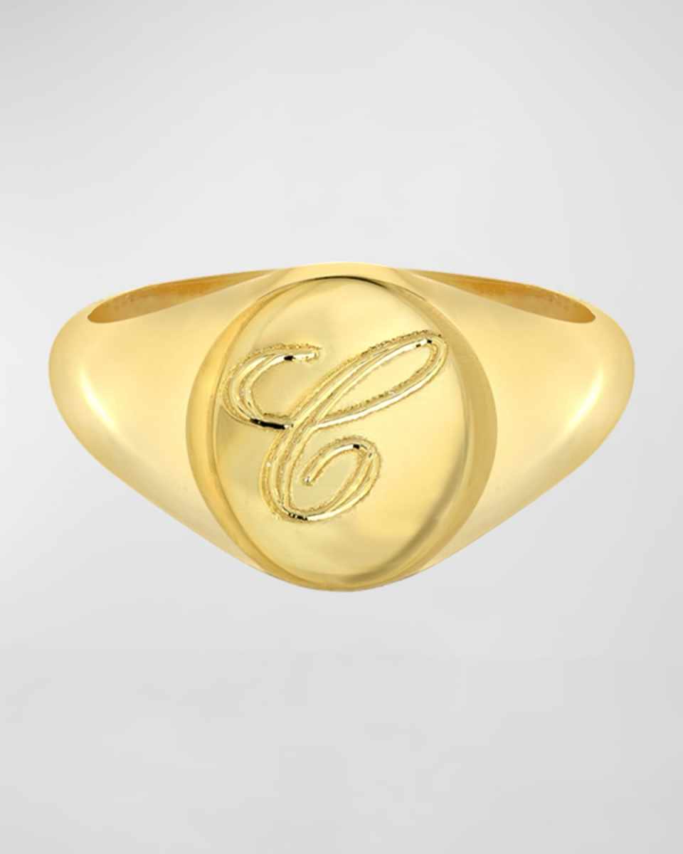 Small Personalized Initial Signet Ring, Size 4-8