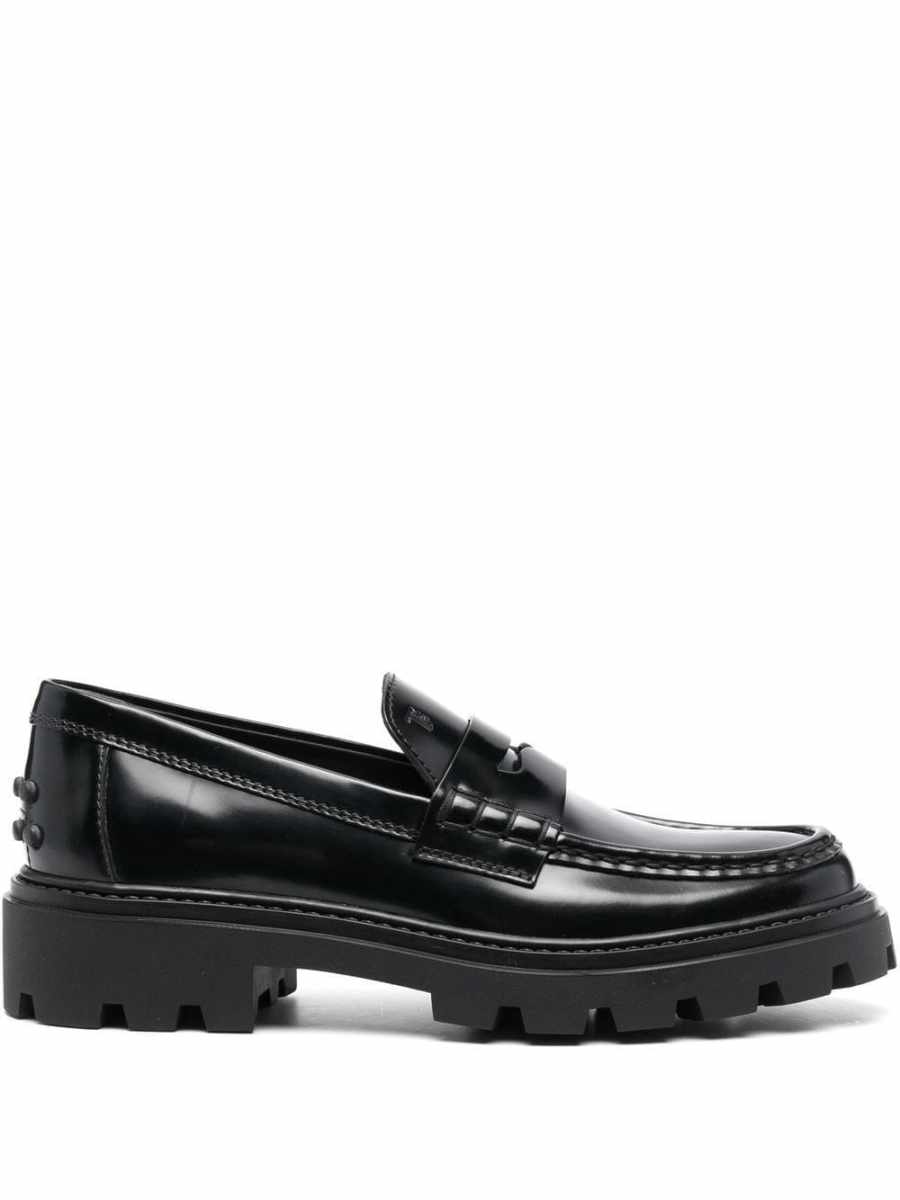 penny-slot leather loafers