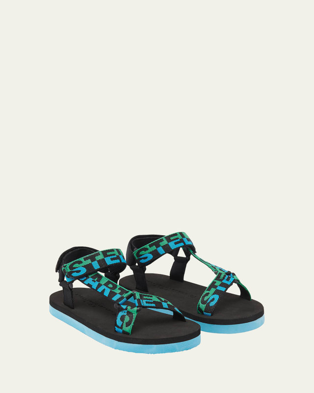 Boy's Logo Tape Sandals, Size 25-