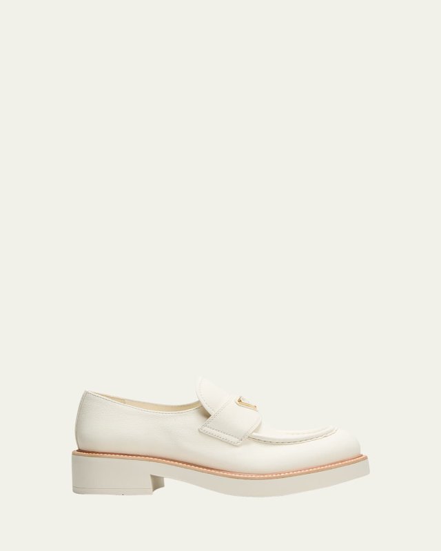 Leather Triangle Logo Casual Loafers