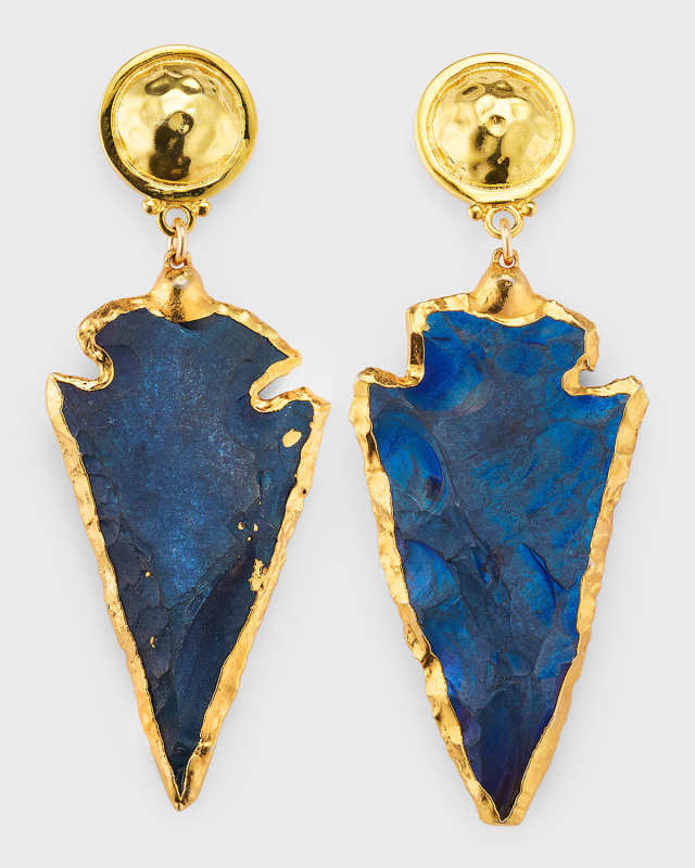 Blue Arrowhead Earrings