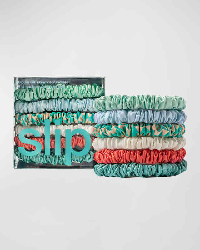 Pure Silk Skinny Scrunchies, 6-