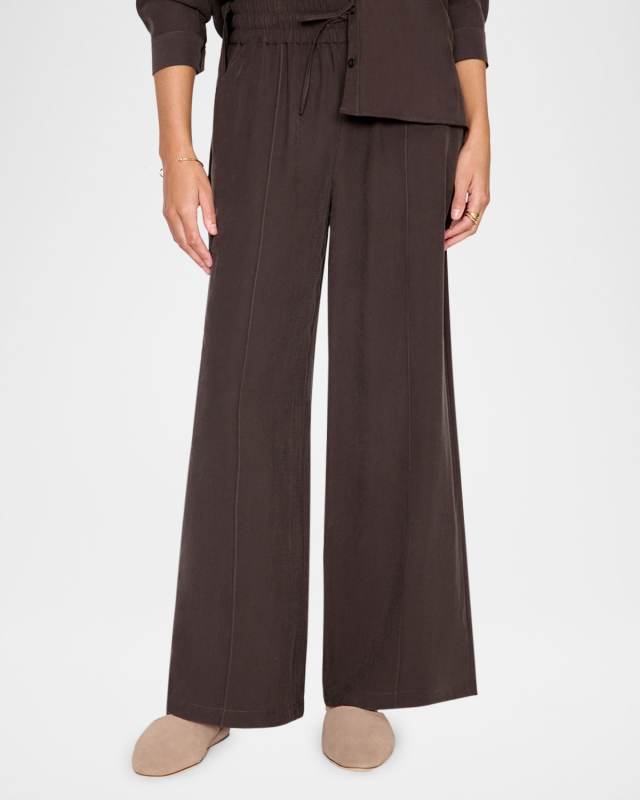 Aaron Wide-Leg Pintuck Pants