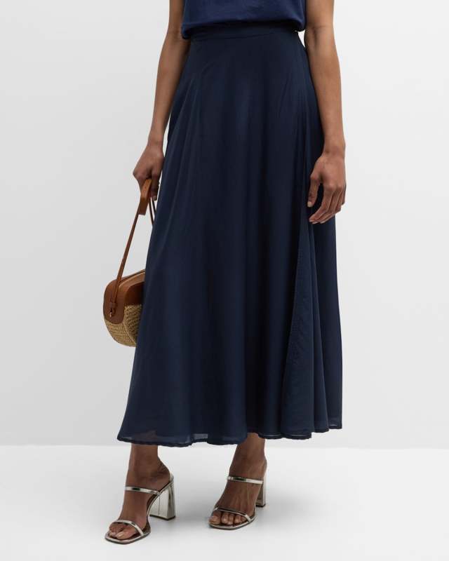 Gable A-Line Cotton-Silk Maxi Skirt