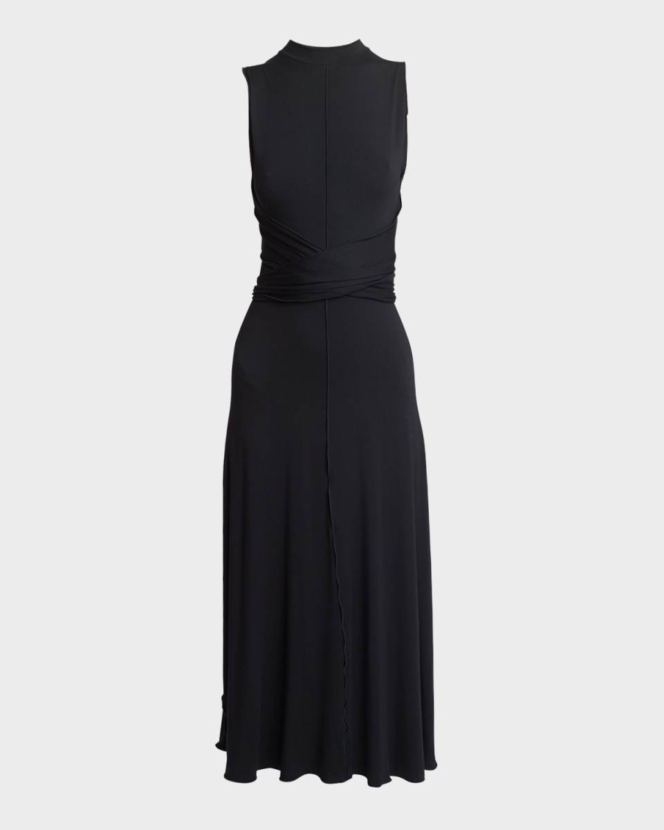 Beatrice Crisscross Sleeveless Jersey Midi Dress