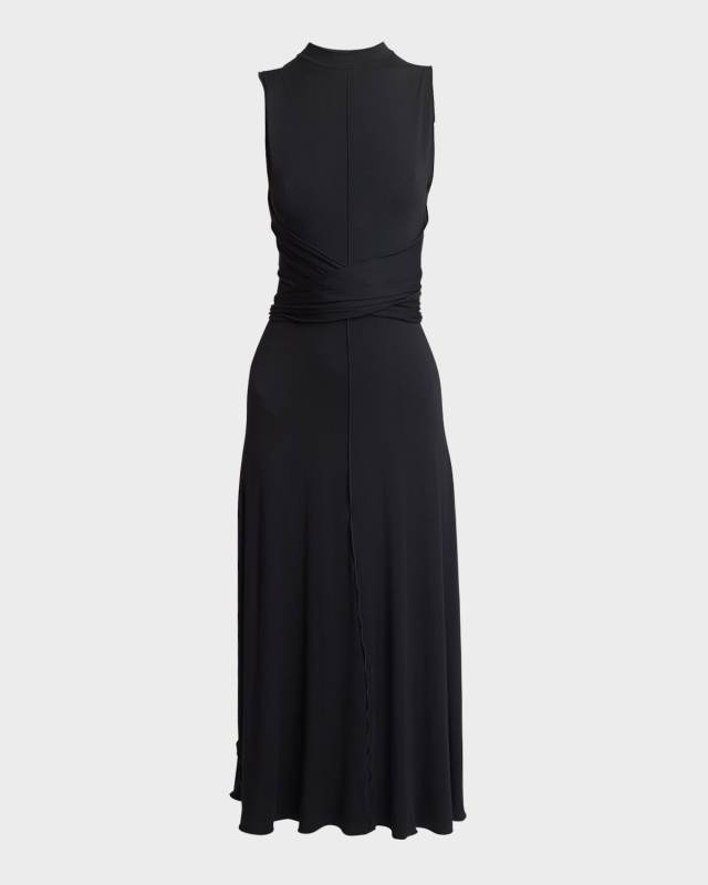 Beatrice Crisscross Sleeveless Jersey Midi Dress