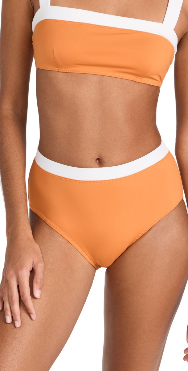 STAUD Devon High Rise Bikini Bottoms Nectarine
