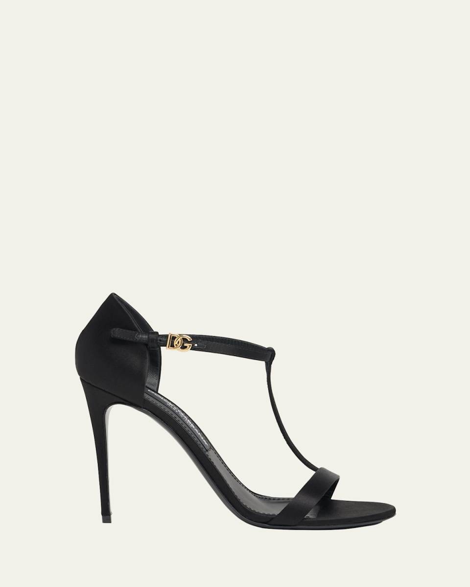 Silk T-Strap Stiletto Sandals