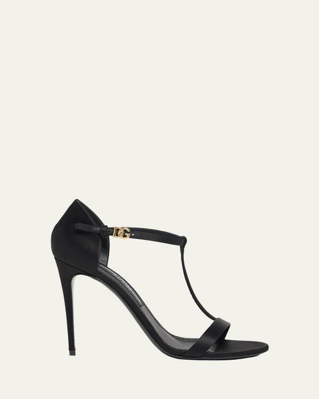 Silk T-Strap Stiletto Sandals