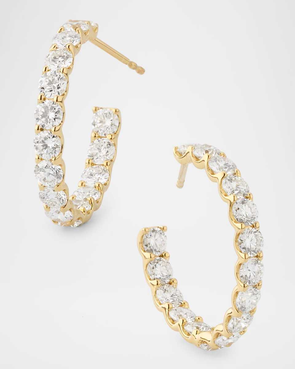 18K Yellow Gold Inside Out Diamond Hoop Earrings, 7.92tcw