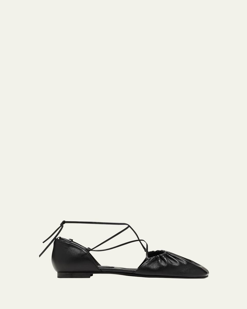 Leather Open-Side Ballerina Flats
