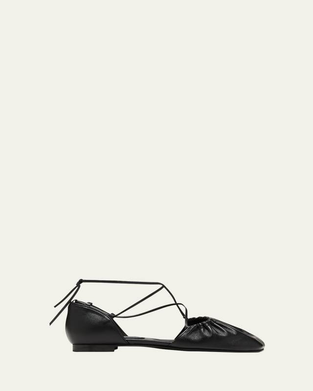 Leather Open-Side Ballerina Flats