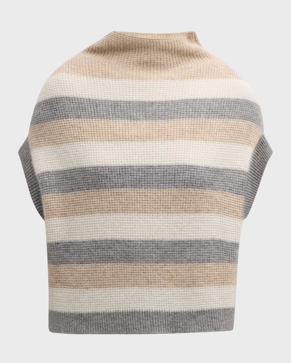 Striped Funnel-Neck Vest