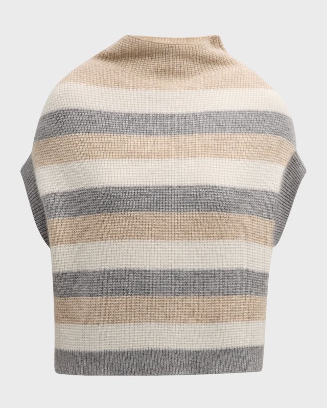 Striped Funnel-Neck Vest