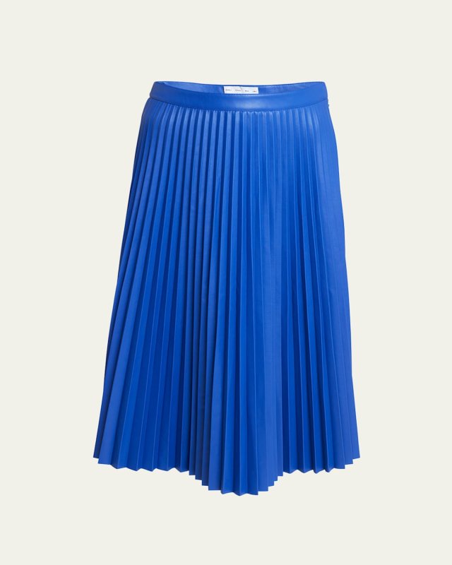 Daphne Pleated Faux-Leather Midi Skirt