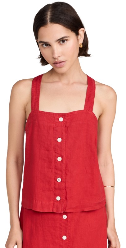 Alex Mill Zoe Tank In Linen Red