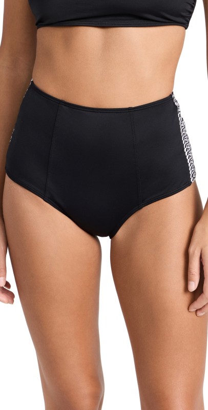 lemlem Lena High Waist Bikini Bottoms Black