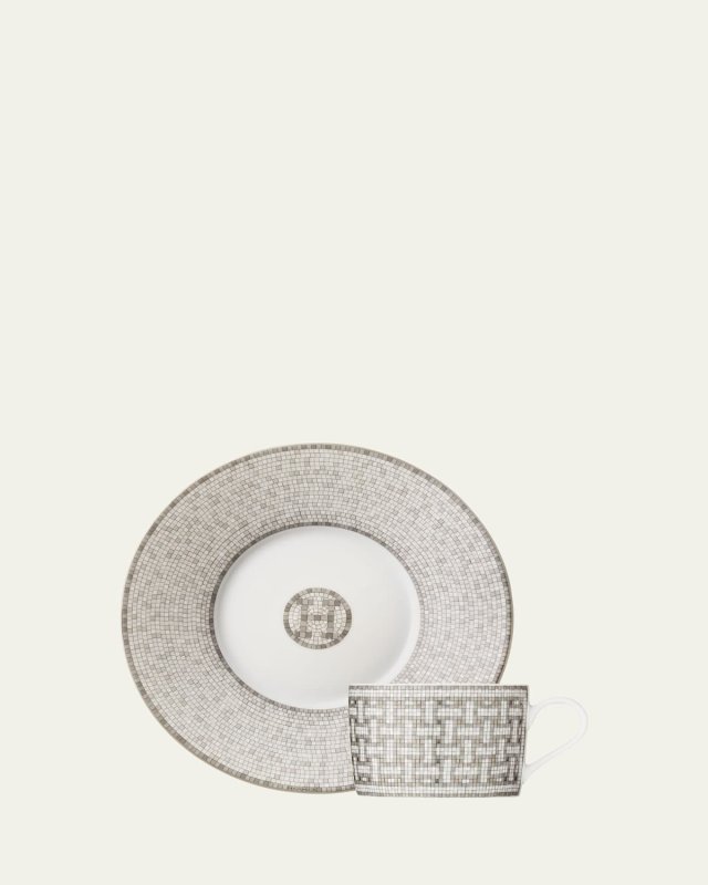 Mosaique au 24 Platinum Tea Cup & Saucer
