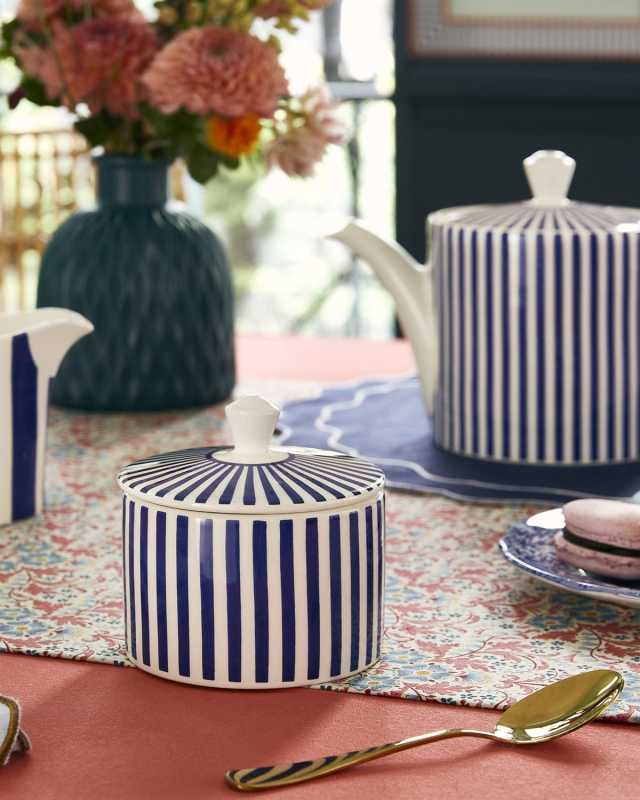 Blue Italian Steccato Covered Sugar Bowl