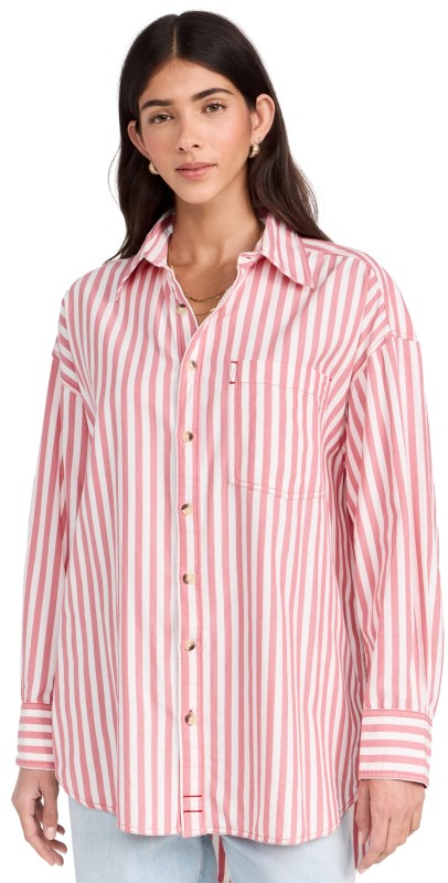 Free People Freddie Shirt Coral Combo