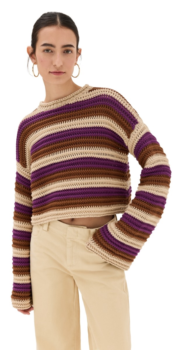 La Double J Crop Sweaterulticolor Avorio