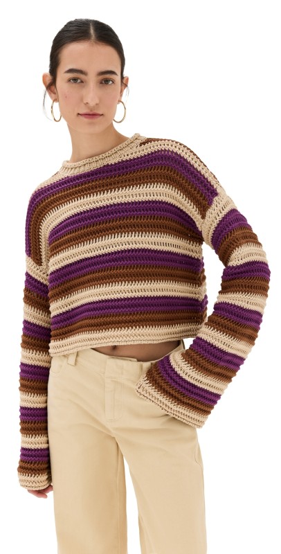 La Double J Crop Sweaterulticolor Avorio