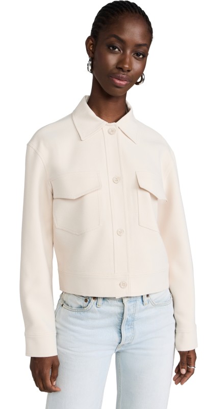 Susana Monaco Pebble Weave Oversized Cargo Jacket 7 Belgian Crème