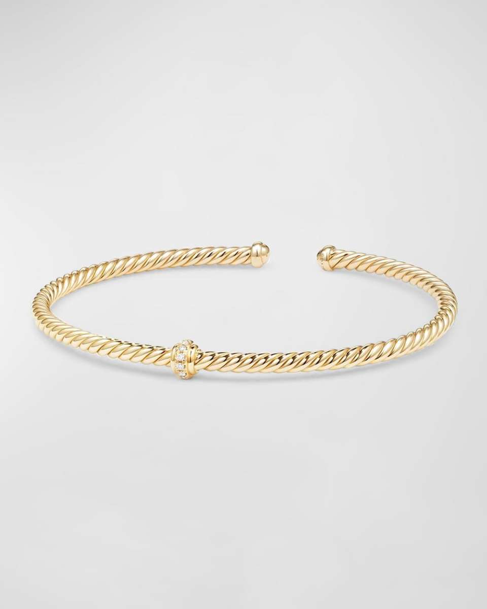 3mm Cablespira Diamond-Station Bracelet in 18k Gold
