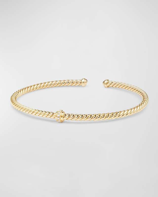 3mm Cablespira Diamond-Station Bracelet in 18k Gold