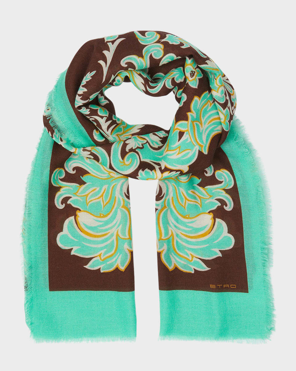 Floral Patterned Cashmere-Blend Scarf