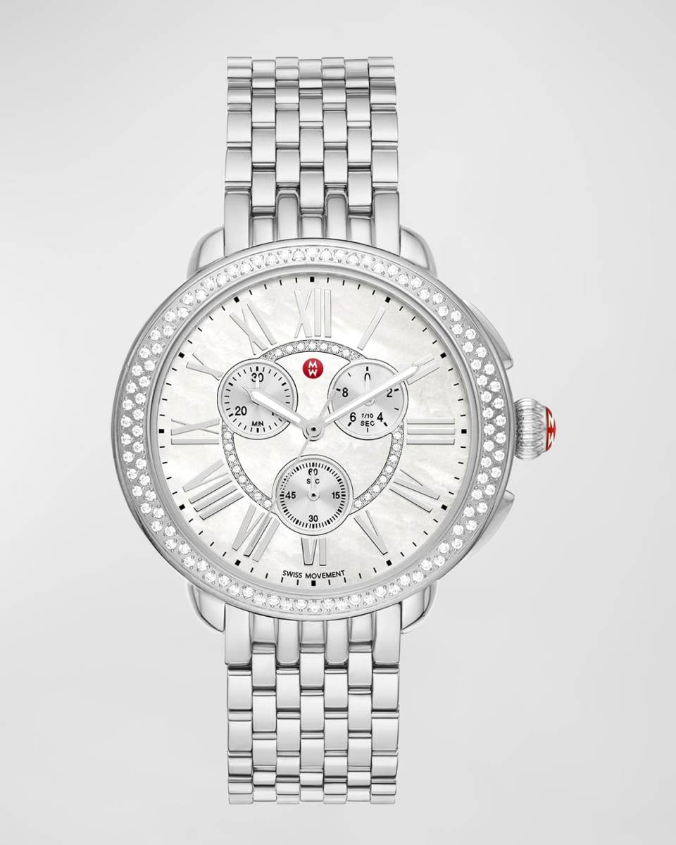 28mm Serein Chronograph Stainless Steel Watch with Diamonds