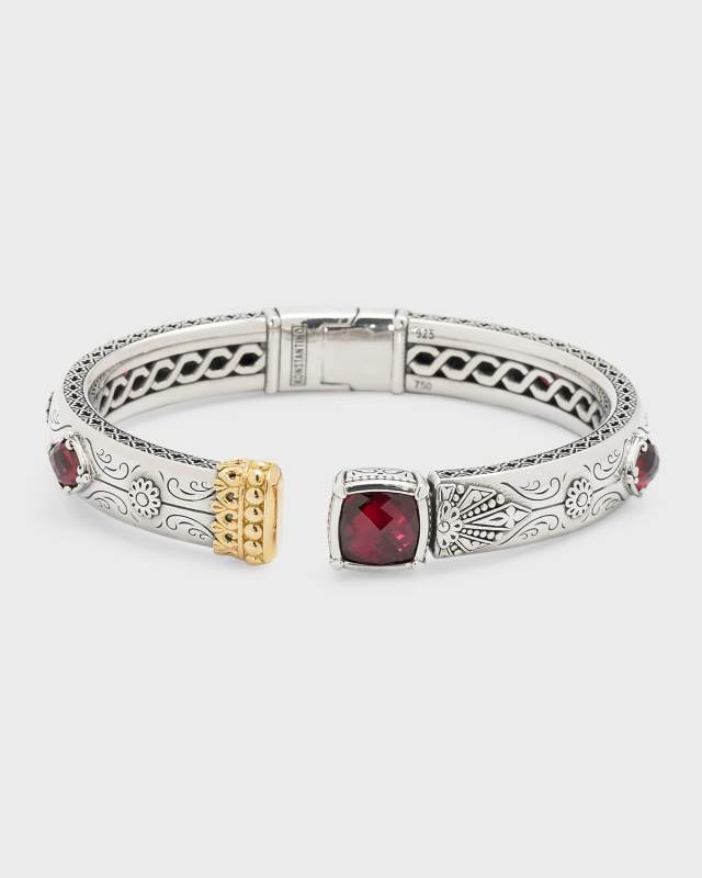 Sterling Silver and 18K Gold Corundum Hinge Bracelet