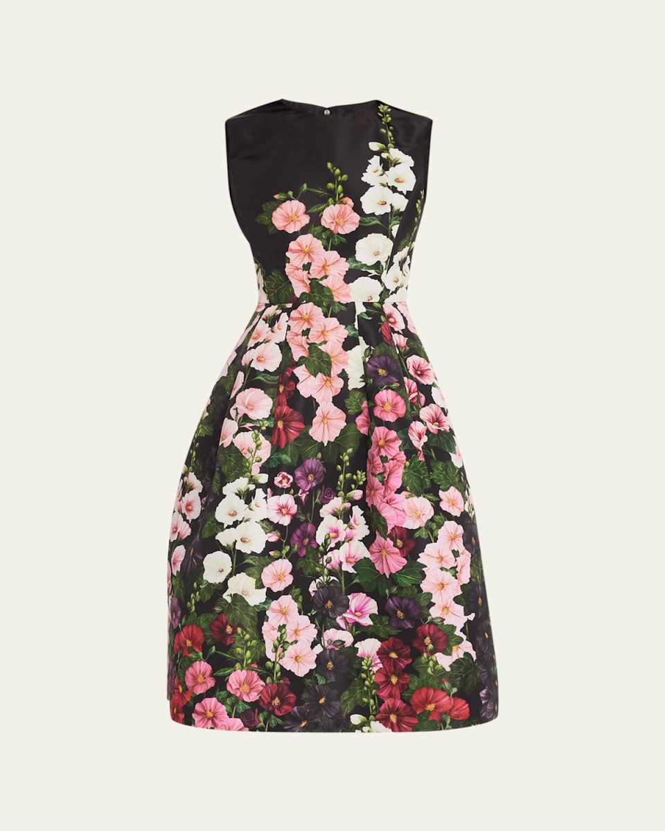 Degrade Hollyhocks Faille Midi Dress