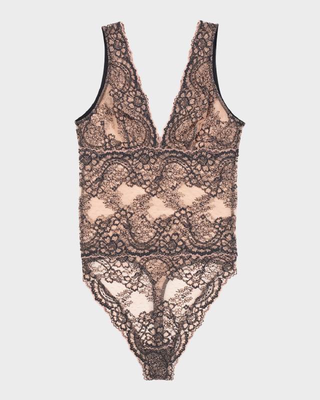 Farah Floral Lace Plunge Bodysuit